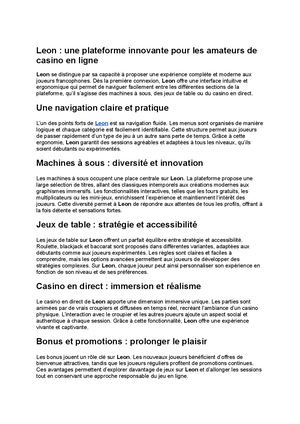 Leon : une plateforme innovante pour les amateurs de casino en ligne
