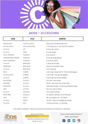 MODE & ACCESSOIRES (partenaires commerçants)