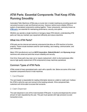 Essential Components That Keep Atms Running Smoothly