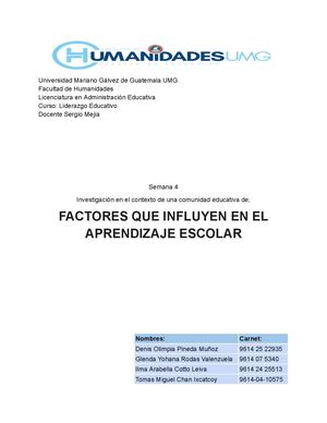 S4 Factores Que Influyen En El Aprendizaje Escolar