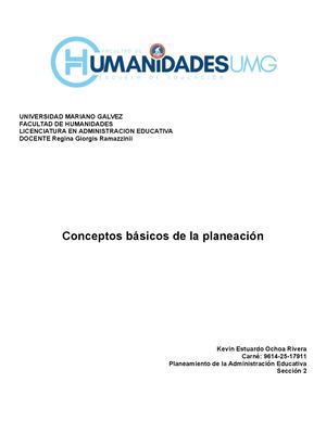 Semana 1, Planeamiento