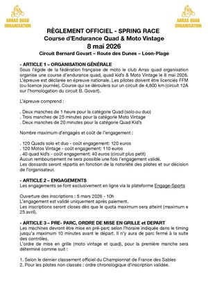 Règlement Spring Race