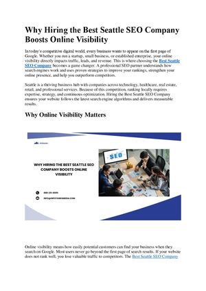 Why Hiring The Best Seattle Seo Company Boosts Online Visibility