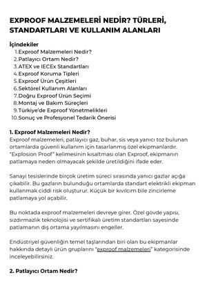 Exproof Malzemeleri Nedir? Türleri, Standartları ve Kullanım Alanları