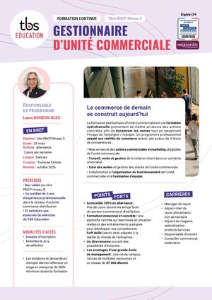 FC - Fiche Gestionnaire d'Unité Commerciale - 2026