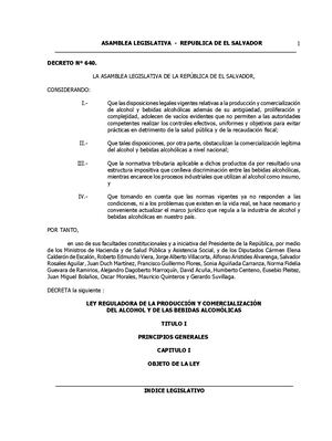 Ley De Producciń De Alcoholl
