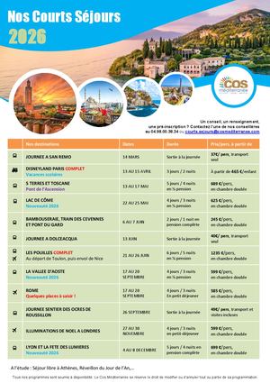 Voyages & Courts Séjours / 2026