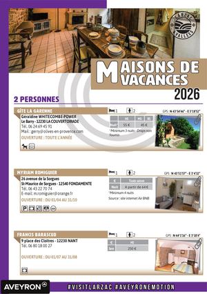 Livret Maisons de vacances 2025 / Hébergements Larzac & Vallées