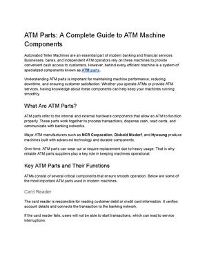 A Guide To Atm Machine Components Atm Parts