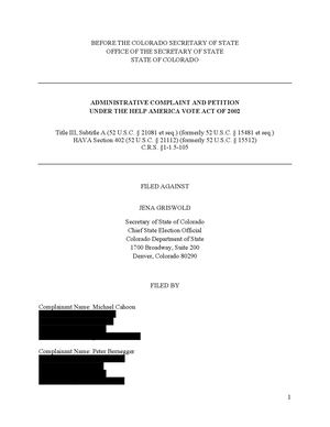 HAVA filed against Jena Griswold in Colorado