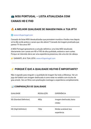 M3u Portugal – Lista Atualizada Com Canais Hd E Fhd