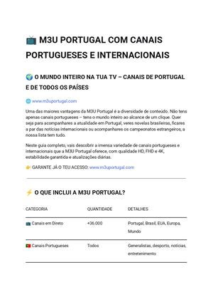 Lista M3u Portugal com Canais Portugueses e internacionais 4k