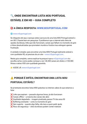 Onde Encontrar Lista M3u Portugal Estável E Em Hd – Guia Completo