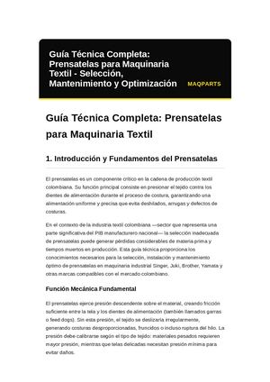 Guia Tecnica Completa Prensatelas Para Maquinaria Textil Seleccion Mantenimiento Y Optimizacion