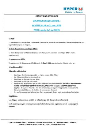 Conditions Generales Cheque Differe