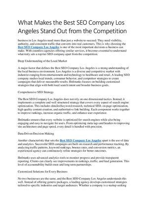 What Makes The Best Seo Company Los Angeles Stand Out From The Competition