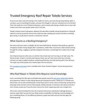 Trusted Emergency Roof Repair Toledo Services