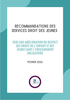 260305 Recommandations Des Services Droits Des Jeunes De Bruxelles Et De Wallonie Droit Scolaire Def