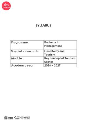 Key Concepts Of Tourism Sector