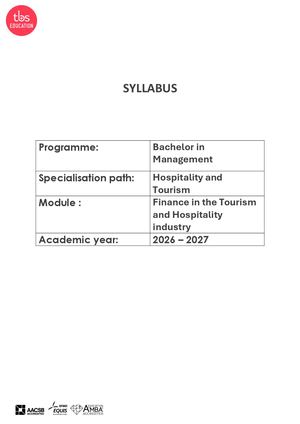 Finance In The Tourism And Hospitality Industry