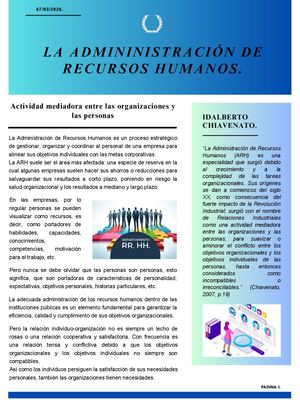 La Administración De Recursos Humanos
