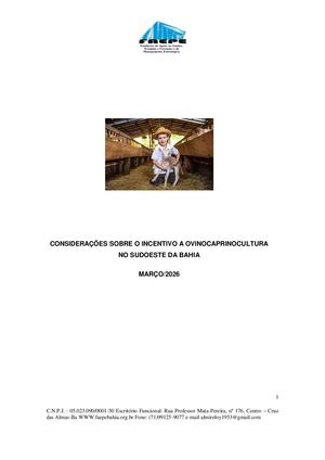 Ovinocaprinocultura No Sudoeste Da Bahia