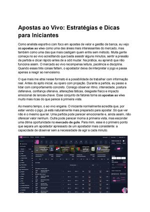 Apostas Ao Vivo Estratégias E Dicas Para Iniciantes