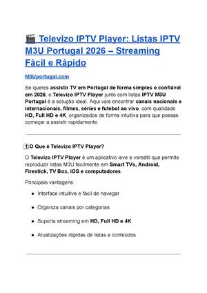 Televizo Iptv Player Listas Iptv M3u Portugal