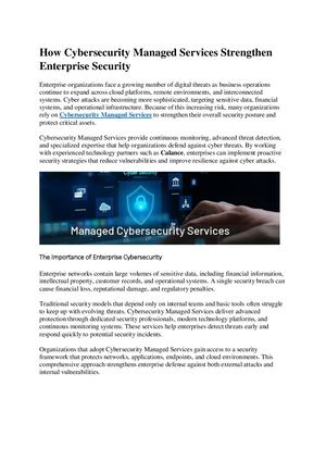 How Cybersecurity Managed Services Strengthen Enterprise Security