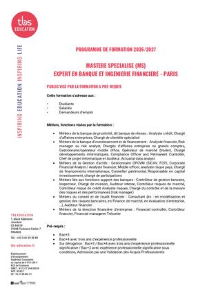 MS BIF Paris Programme de Formation 2026 2027