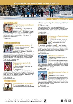 Programme d'animations du 14 au 22 mars 2026