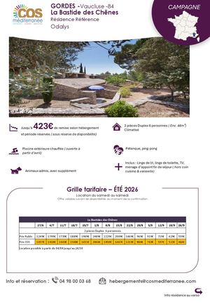 Gordes - La Bastide Des Chênes Odalys / Campagne été 26