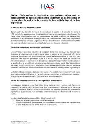 Notice D'information Recueil De Données E Satis