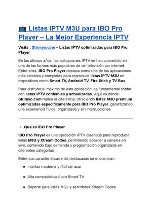 Mejores Listas IPTV para IBO Pro Player