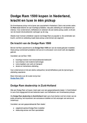 Dodge Ram 1500 Kopen In Nederland, Kracht En Luxe In ééN Pickup
