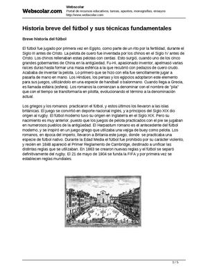 Historia Breve Del Fútbol Y Sus Técnicas Fundamentales Historia Breve Del Fútbol Y Sus Técnicas Fundamentales
