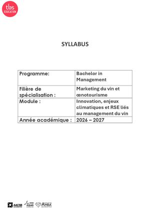Innovation, enjeu climatiques et RSE liés au management du vin