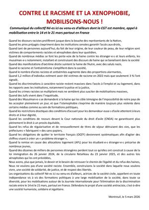 Communiqué Collectif Nés Ici Ou Venus D’ailleurs