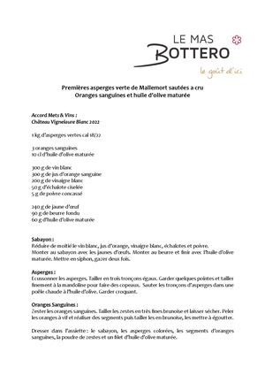 Recettes Le Mas Bottero