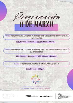 Programación Tejiendo Saberes Y Diversidades 1er Encuentro Internacional 11 12 13 De Marzo 2026