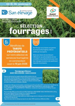 Sélection fourrages 2026 de San élevage