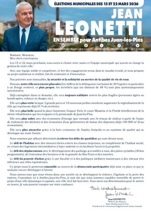 Les projets de Jean Leonetti pour Antibes Juan-les-Pins - 2026