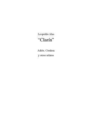 Adios Cordera Leopoldo Alas Clarin