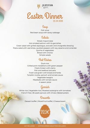 Menu Easter Dinner - Jupiter Algarve HotelJantar Páscoa En