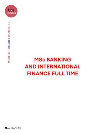 Syllabus MSc Banking And International Finance