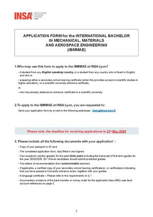 International Bachelor - Application Form 2025 2026