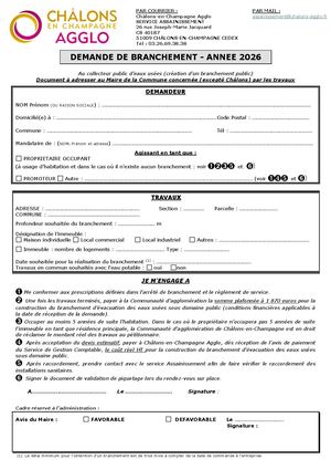 Demande de branchement 2023