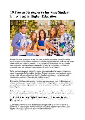 10 Proven Strategies To Increase Student Enrolment In Higher Education