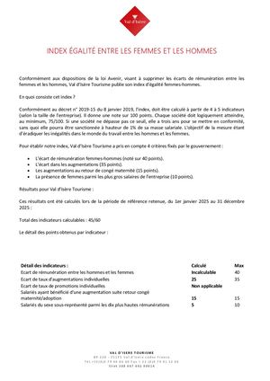 Index 2025 écart Rémunération Homme Femme