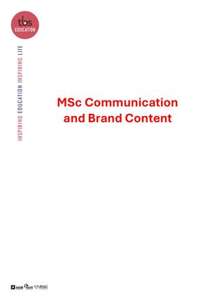 Syllabus MSc Communication and Brand Content